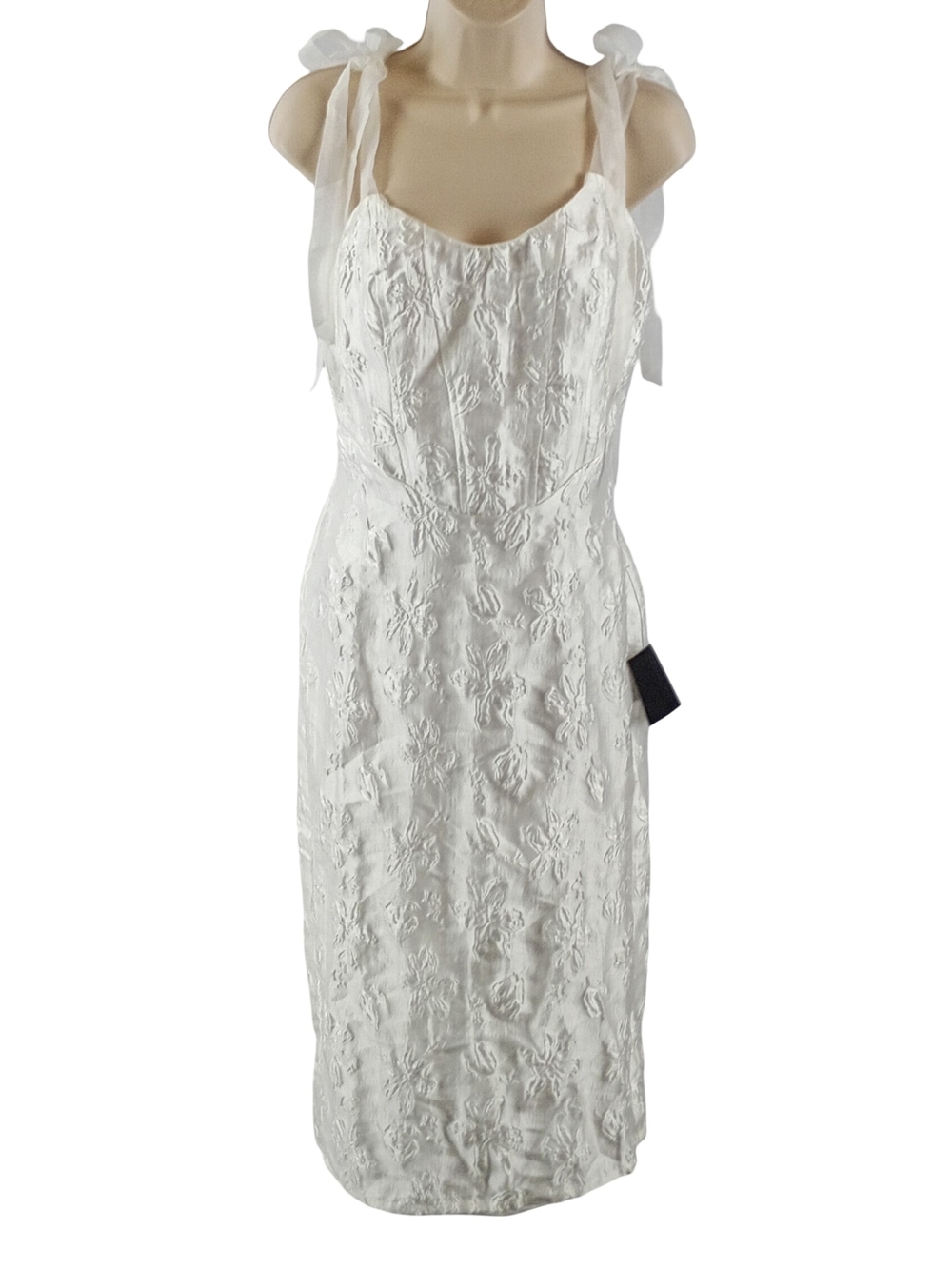 Lulu's White Floral Tie-Strap Midi Dress